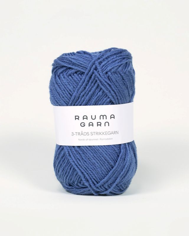 138 Bondeblå - Rauma Garn, 3-tråds Strikkegarn