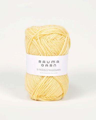 Hovedbilde 120 Lys Gul - Rauma Garn, 3-tr&aring;ds Strikkegarn